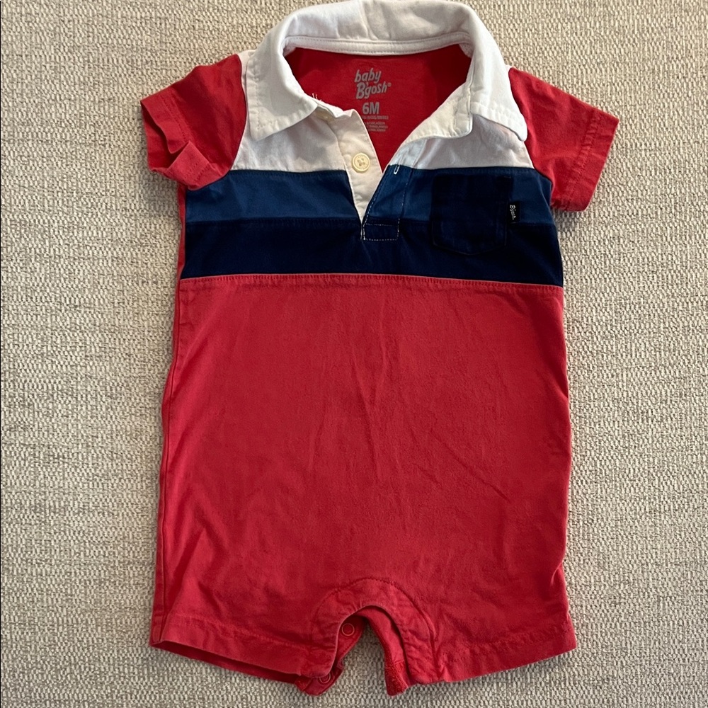 Baby Begosh Red, Navy & White Polo Romper